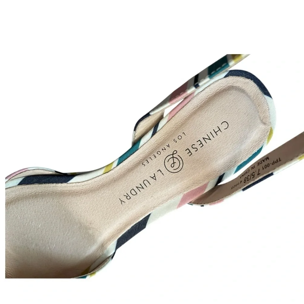 Chinese Laundry Stripe Block Platform Retro Sandal Sz 7.5 boho hippie festival